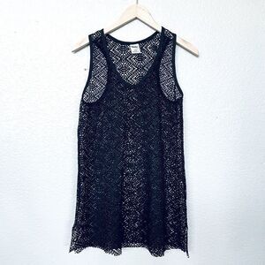 Mossimo Black Mesh Swim Cover Up Tank Top S